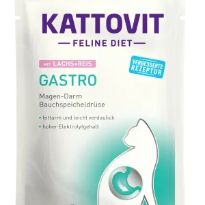 Direktkauf Sparpaket 48 x 85 g Kattovit Gastro mit Lachs & Reis Katzen Nassfutter